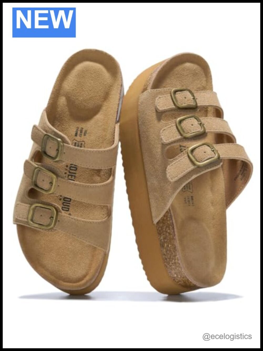 100% Genuine Leather Platform Sandals - Comfort Wedge Slides Memory Foam Insole